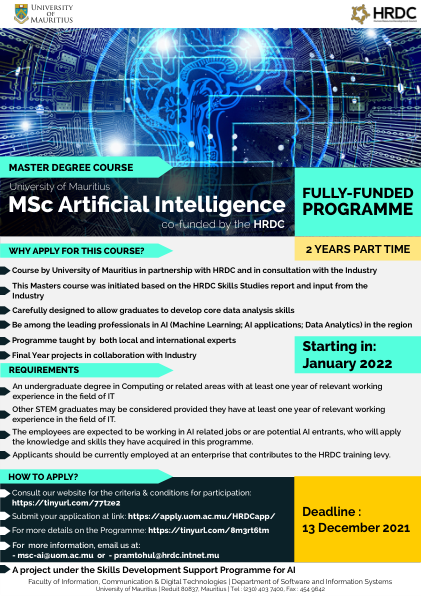 硕士学位课程 - 人工智能硕士 - HRDC